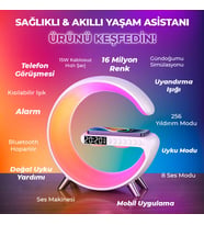 Valx RGB Çalar Saatli Gece Lambası Fonksiyonlu BT Destekli Çağrı Cevaplayabilen Hoparlör (G-500W) Beyaz