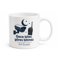 Güvenlik Görevlisine Hediye Kamera Odası Telsiz Gece Nöbeti Temalı Kupa Bardak
