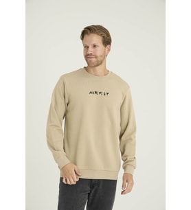 %100 Pamuk Unisex O.Yaka Sweatshirt Yumuşak Doku (Bej)