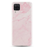 Kılıfland Samsung Galaxy A12 Kılıf Silikon Resimli Kapak Pembe Mermer Stok 1294