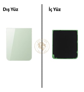 Samsung Galaxy Z Flip 5 Yeşil Renk Arka Kapak Arka Cam Batarya Kapağı Pil Kapağı Lazer Kesim Back Cover Galaxy Z Flip 5 Uyumlu