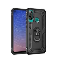Huawei P40 Lite E Kılıf Sofya Yüzüklü Silikon Kapak - Siyah