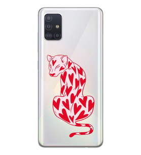 Samsung Galaxy A51 Uyumlu Çita ve Kalp Desenli Şeffaf Telefon Kılıfı