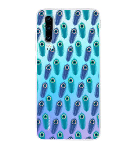 PrintiFy Huawei P30 ile Uyumlu Nazar Boncuğu 4 Baskılı Kamera Korumalı Şeffaf Silikon Kılıf