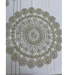 NİVEMESHOME BEJ ÖRME TAKIM 7 PARÇA SUNUMLUK SETİ (RUNNER + SUPLA 6 ADET)