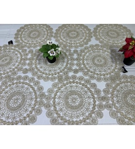 NİVEMESHOME BEJ ÖRME TAKIM 7 PARÇA SUNUMLUK SETİ (RUNNER + SUPLA 6 ADET)