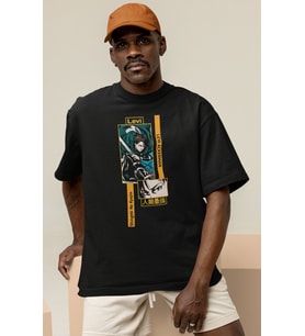 Levi Ackerman Shingeki No Kyojin Baskılı Unisex Oversize Attack On Titan Anime Karakter Tişört