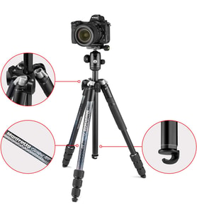 Manfrotto Trépied Element Mii Alüminyum Siyah 4 Bölüm Bh - Mkelmii4Bk-Bh (Çok Renkli)