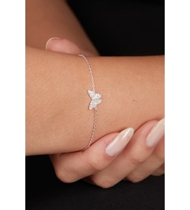 Elika Silver Kadın Zirkon Taşlı Kelebek Model 925 Ayar Gümüş Bileklik (Gümüş)