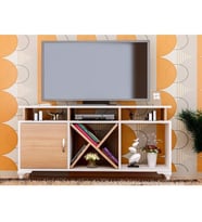 TV Ünitesi Kamer Tasarım Beyaz Teak