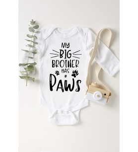 Unisex Bebek Beyaz Brother Paws Çıtçıtlı Body
