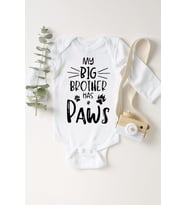 Unisex Bebek Beyaz Brother Paws Çıtçıtlı Body