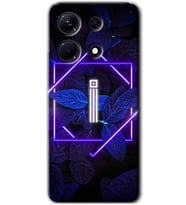 İnfinix Note 30 Pro Kılıf HD Desen Baskılı Kılıf - Dark Neon Yaprak İ Harfi