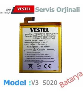 Vestel Venüs V3 5020 Batarya 3050mAh Sıfır Vakumlu Ambalajında Garantili Batarya