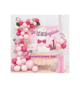 Çıtıpıtıstore Pembe 1 Yaş Doğum Günü Seti