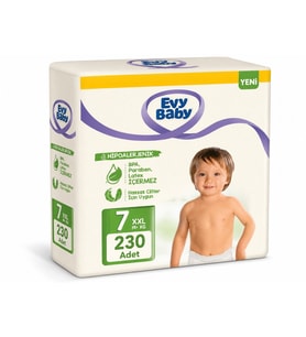 Evy Baby Bebek Bezi 7 Beden 19+ KG XXLarge 230 Adet Mega Süper Fırsat Pk