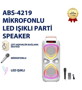 ABS-4219   Mikrofonlu Led Işıklı Parti  Speaker