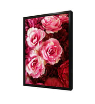 Pembe Çiçekler Çerçeveli Mdf Tablo