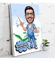 Diş Hekimi İçin Karikatürlü Kanvas Tablo
