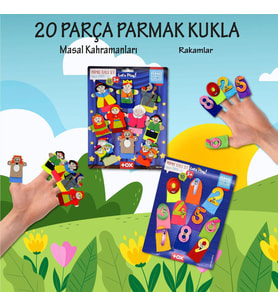 2 Set - 20 Parça Tox Masal Kahramanları ve Rakamlar Parmak Kukla T064 T225