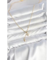 Pirinç Gold Renk Zirkon Taşlı Minimal Sallantılı Kutup Yıldızı Model Kadın - SSSSSS9446-5