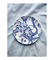 Blue Blanc Çiçek Desenli Duvar Tabağı Dekoratif Bahçe Balkon Mutfak Salon Duvar Süsü No:196