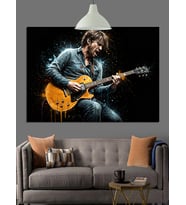 Gitar Çalan Adam Müzik Dekoratif Kanvas - Mdf Ahşap Tablo
