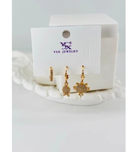 Zirkon Taşlı Üçlü Kombin Küpe - Kp00430