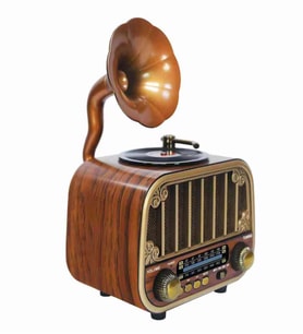 ULTRATEKNO MD-1318BT Gramofon Tasarım Bluetooth Hoparlör + FM/AM/SW Nostaljik Radyo (Altın)