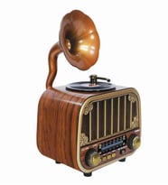 ULTRATEKNO MD-1318BT Gramofon Tasarım Bluetooth Hoparlör + FM/AM/SW Nostaljik Radyo (Altın)