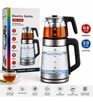 0.8 L Demlik & 2.0 L Su Isıtıcı Cam Çay Makinesi – Otomatik Kapanma Özellikli