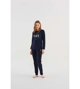 U.s Polo Assn 16838 Kadın Lacivert Yuvarlak Yaka Pijama Takım