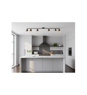 150 cm Kahverengi Altılı GU10 LED Spot Tavan Avize Hareketli Başlık OS RAM Tasarruflu Led Masaüstü