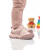 Marcokids Pudra Cırtlı Hafif Esnek Kaymaz Kız Çocuk Spor Ayakkabı 22678 P