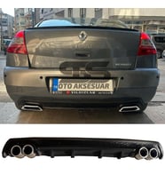Renault Megane 2 Sedan Difüzör Arka Tampon Eki 4 Egzoz Çıkışlı Siyah Lüx Tip