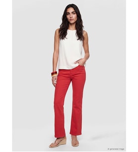 LCW Jeans Kırmızı Crop Flare Kadın Jean Pantolon