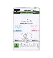 Natural Double Soft Bebek Bezi Fırsat Paketi 1 Beden 50 Adet