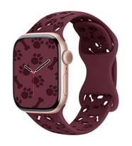 Apple Watch 10/11 42mm-38/40/41mm Kordon Kabartmalı Gonca Kiraz Silikon Kordon 2 (Vişne)
