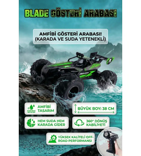 Uzaktan Kumandalı Şarjlı Amfibi Off-Road Oyuncak Araba Büyük Boy 38 cm Suda ve Karada Giden