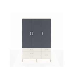 Hyperion Dolap 5 Raflı 5 Çekmeceli Tek Askılı 132x44x195 Aytaşı-Antrasit/Aytaşı