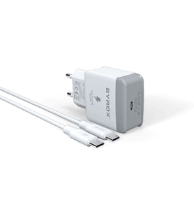 Syrox PD18T 3.0A 18W PD 1mt Kablolu Type-C Şarj Cihazı - Beyaz