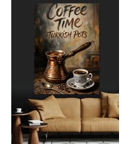 Coffee Time Turkish Pots Cezve Dekoratif Kanvas - Mdf Ahşap Tablo