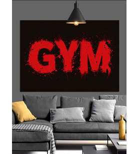 Kırmızı Harflerle Gym Yazısı Dekoratif Kanvas - Mdf Ahşap Tablo