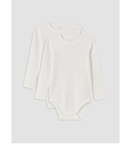 LCW baby Beyaz Bisiklet Yaka Kız Bebek Çıtçıtlı Body 2'li