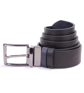 Dagoster DMK26-465DG Siyah Lacivert 4 cm Çift Taraflı Hakiki Deri Erkek Kemer (Siyah-Lacivert)