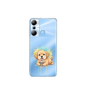 Infinix Hot 20i ile Uyumlu Splash Köpek Tasarımlı Şeffaf Silikon Kılıf