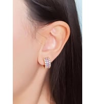 Kadın Vip Seri Baget Zirkon Taşlı Sedefli Minimal Model Çivili 2'li Set Küpe