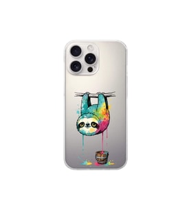 iPhone 16 Pro Max ile Uyumlu Splash Tembel Hayvan Tasarımlı Şeffaf Silikon Kılıf