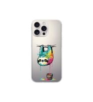 iPhone 16 Pro Max ile Uyumlu Splash Tembel Hayvan Tasarımlı Şeffaf Silikon Kılıf