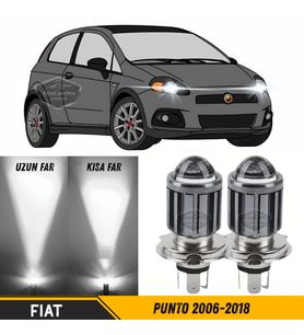Fiat Punto 2006-2018 Uyumlu Mercekli Far Ampulü Led Xenon Beyaz Şimşek Etkili Led Lamba Uzun Kısa